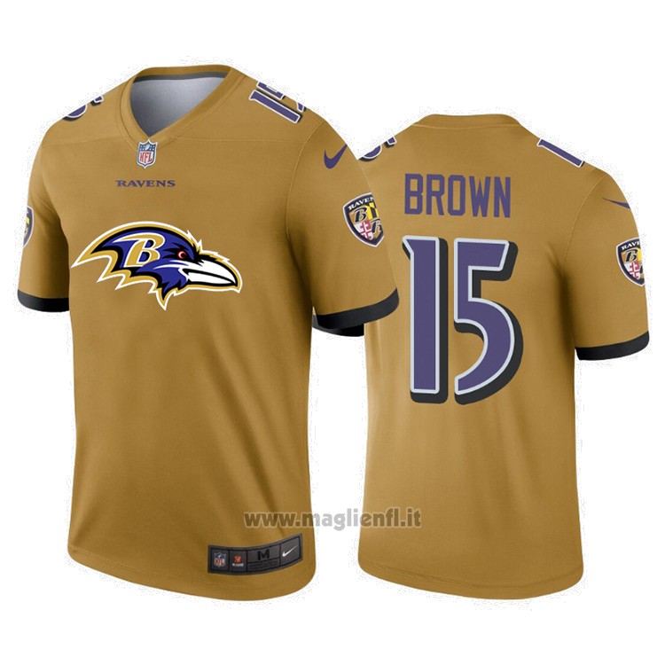 Maglia NFL Limited Baltimore Ravens Brown Big Logo Giallo